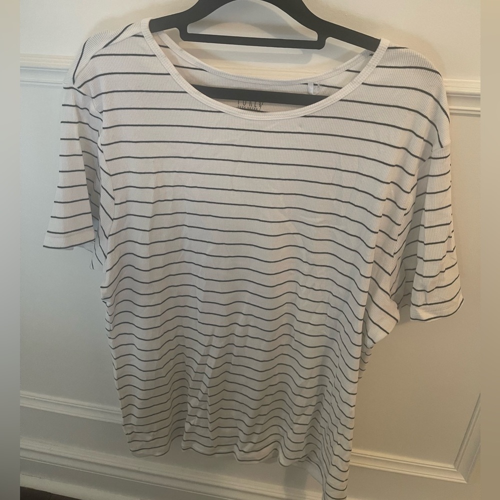 White and Black Striped T-Shirt
